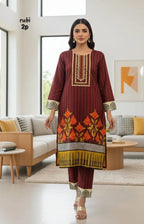 Stitched Silky Lawn Printed Shirt And Trouser