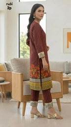 Stitched Silky Lawn Printed Shirt And Trouser