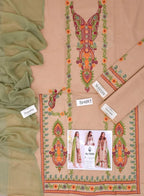 Beige Embroidered Women's 3 Pcs Lawn Suit Set