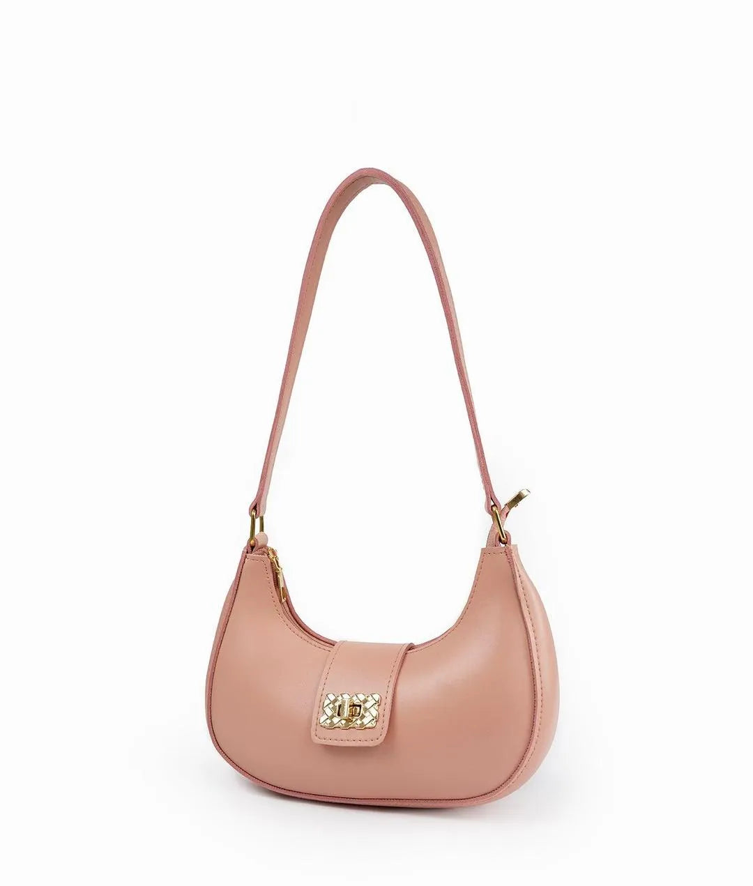 Girl's Pink PU Leather Moon Shoulder Bag