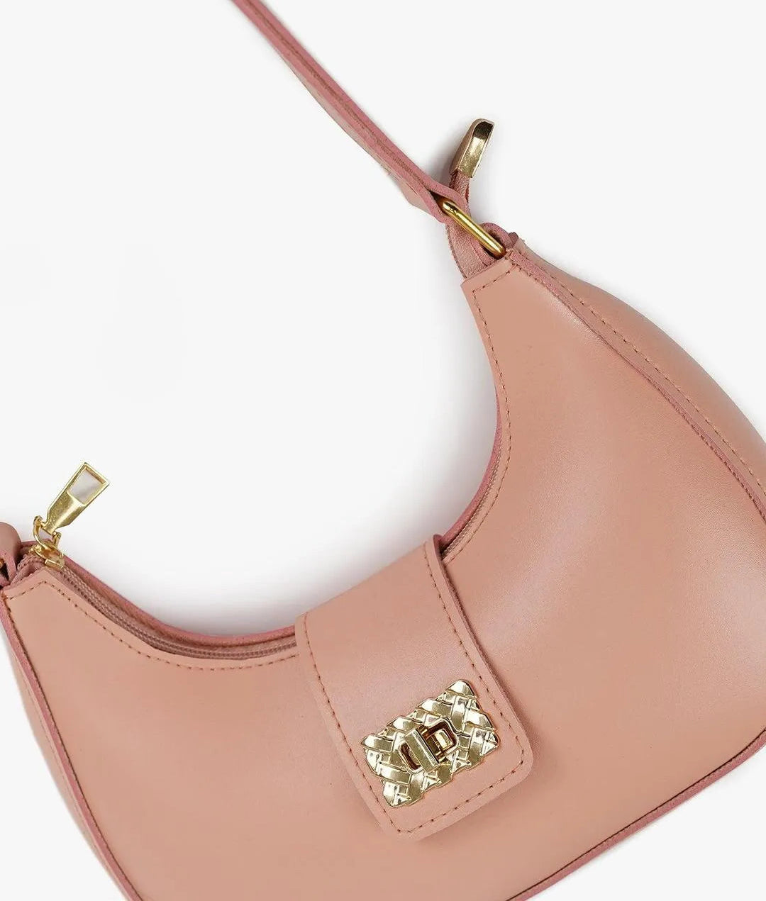 Girl's Pink PU Leather Moon Shoulder Bag
