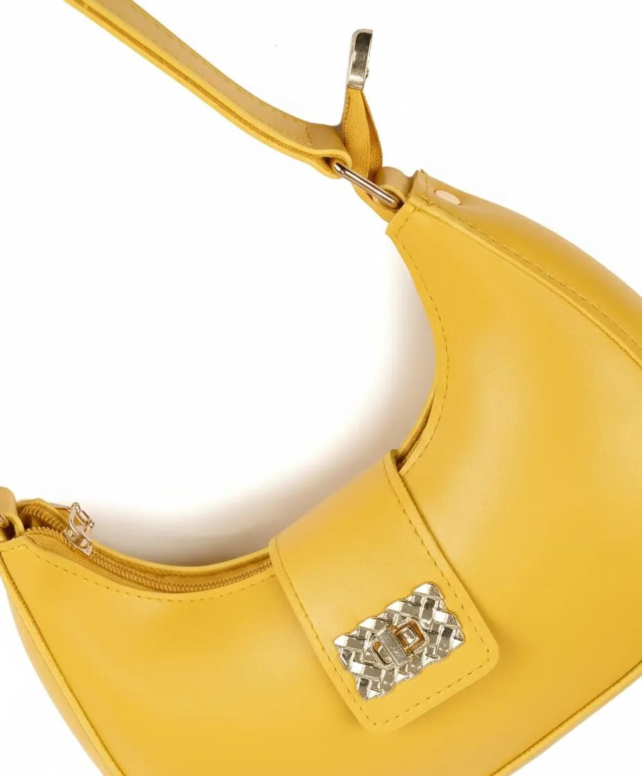 Yellow PU Leather Girl's Shoulder Bag