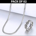 Stainless Steel Silver Chain & Ring Pack of 2