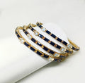 4 Pcs Gold Tone Black White Bangle Set for Women