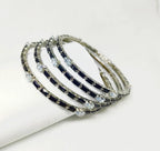 4 Pcs Gold Tone Black White Bangle Set for Women