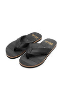 Men Black Synthetic Leather Casual Flip Flops