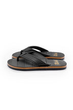 Men Black Synthetic Leather Casual Flip Flops