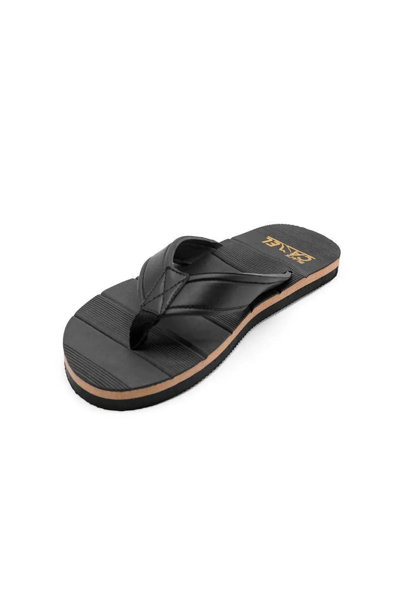 Men Black Synthetic Leather Casual Flip Flops