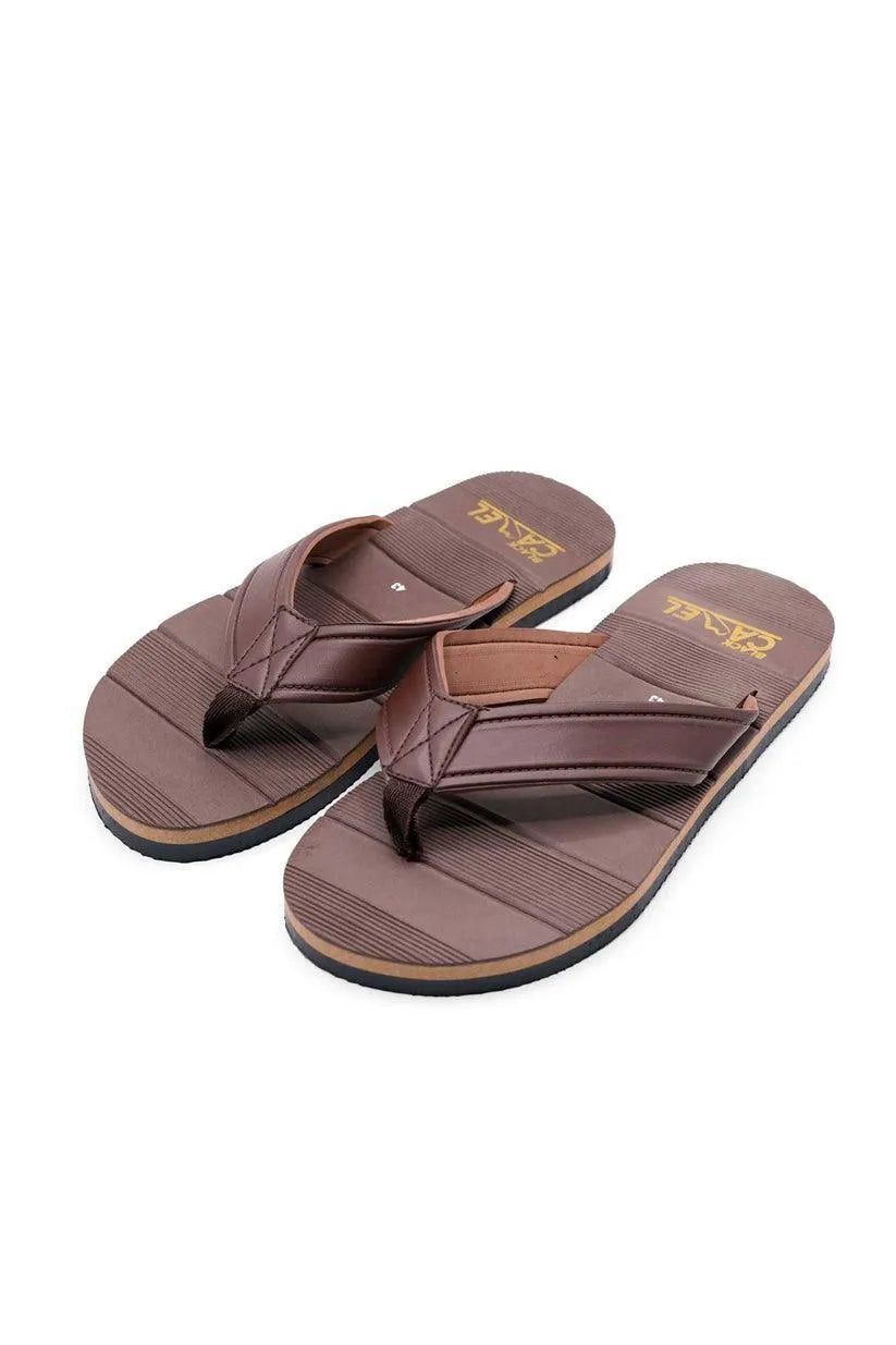 Men Brown Synthetic Leather Casual Flip Flops