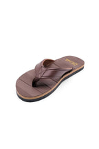 Men Brown Synthetic Leather Casual Flip Flops