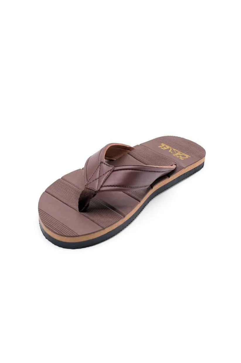 Men Brown Synthetic Leather Casual Flip Flops