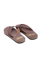 Men Brown Synthetic Leather Casual Flip Flops