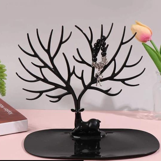 White Deer Tree Jewelry Stand for Earrings Necklaces Rings Display