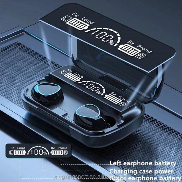M10 Digital Display Earbuds Black with Charging Case