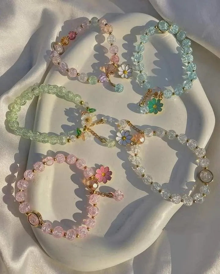 Pink Crystal Charm Bracelet for Women Adjustable Modern Design