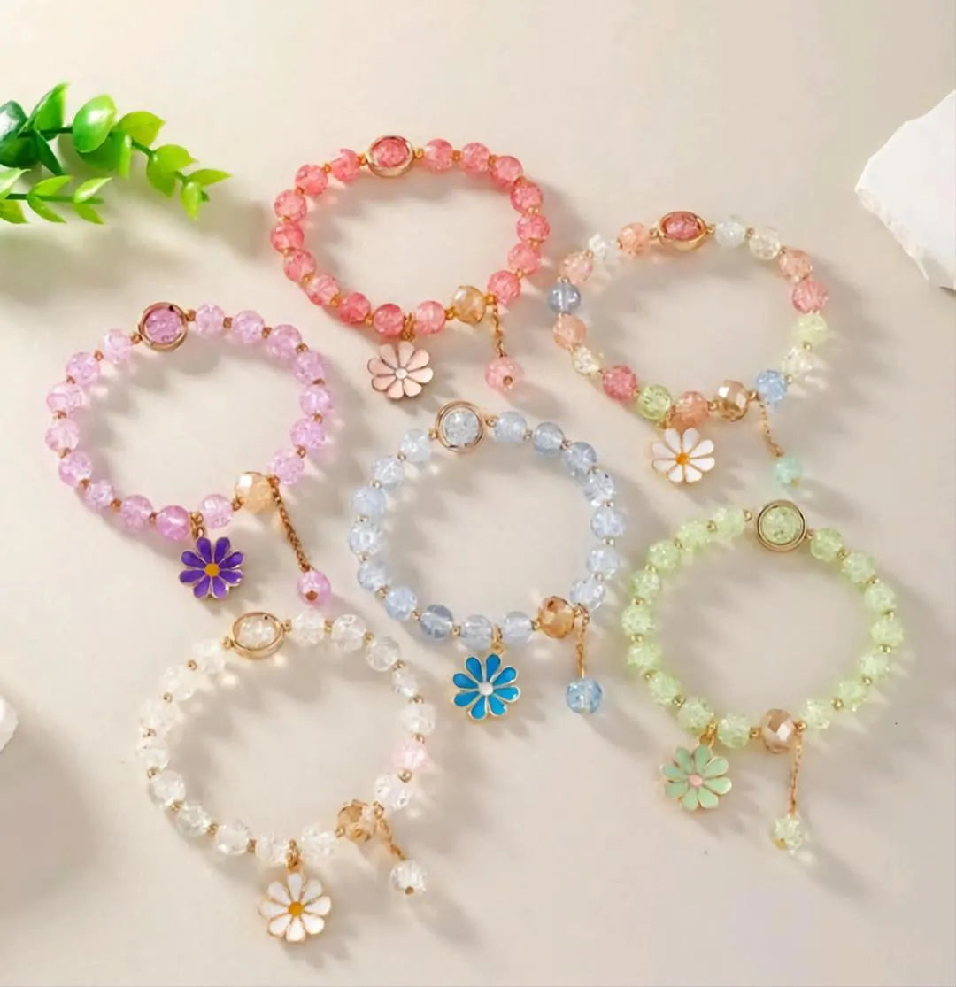 Pink Crystal Charm Bracelet for Women Adjustable Modern Design