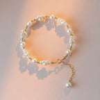 Pearl Cat Paw Bracelet for Women Girls Stainless Steel