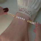 Leaf Pearl Gold Bracelet for Girls