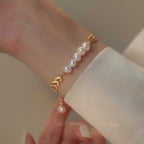 Leaf Pearl Gold Bracelet for Girls