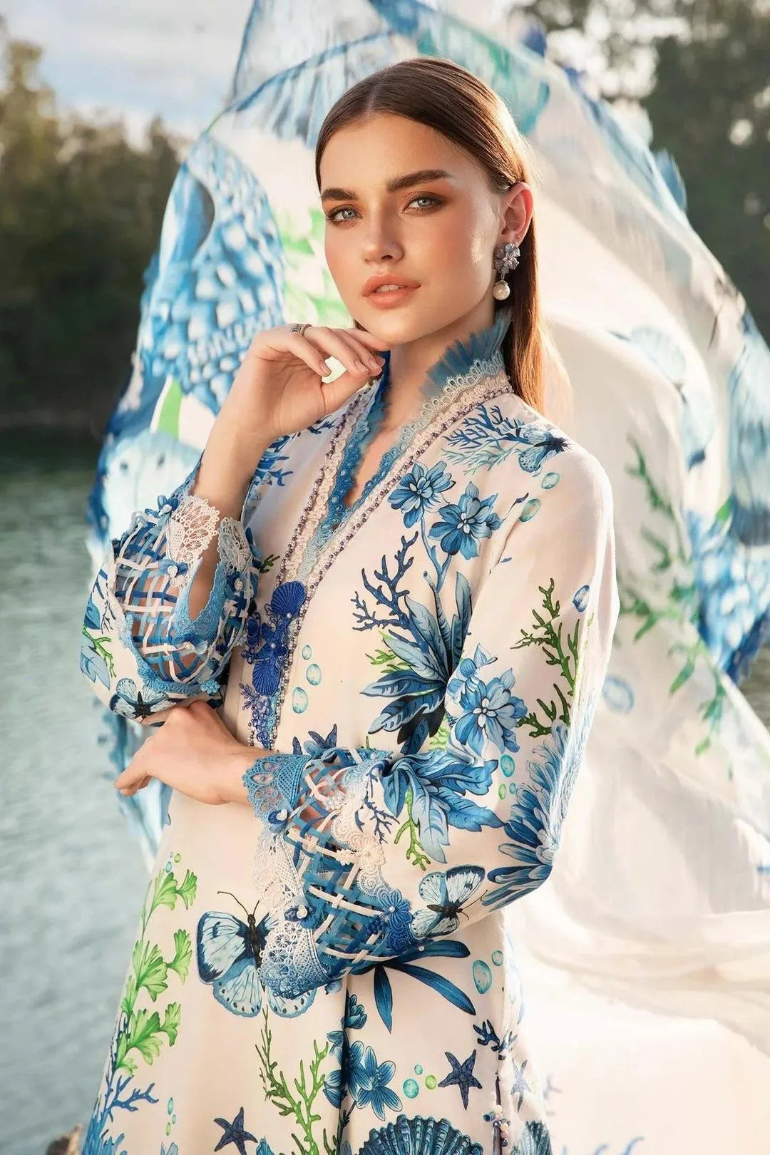 3 Pcs Women's Unstitched Digital Print Suit