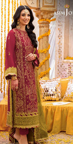 Maroon Embroidered 3 Pcs Women's Lawn Suit