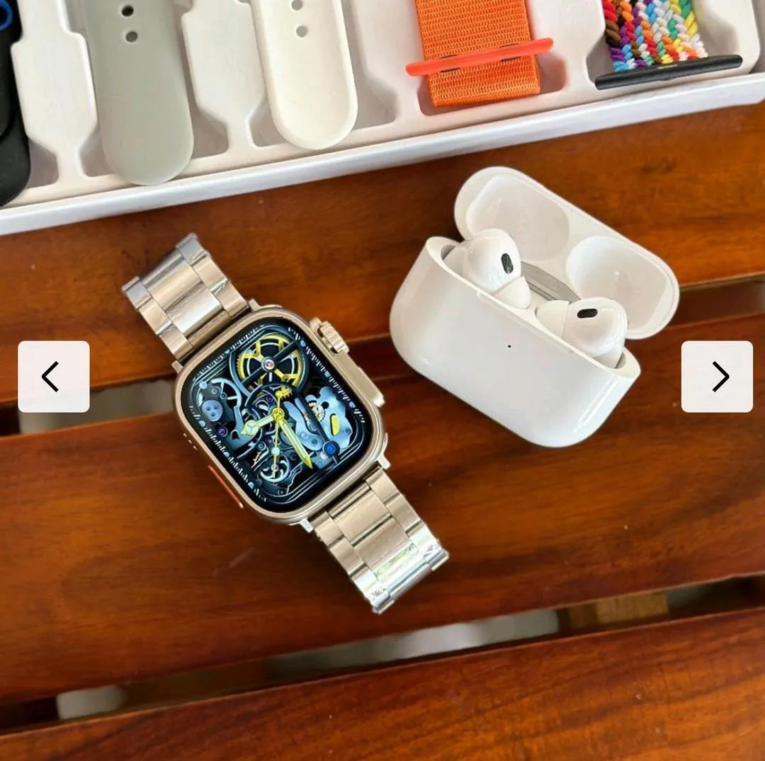i20 Ultra Smart Watch with Earbuds Golden 2.3 Display