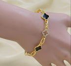Gold Plated Clover Charm Bracelet for Women