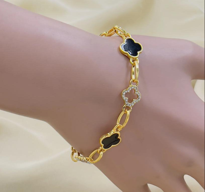 Gold Plated Clover Charm Bracelet for Women