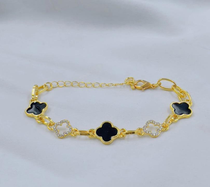 Gold Plated Clover Charm Bracelet for Women