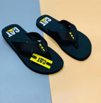 Men's Black Rubber Slide Slippers with CAT Logo