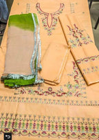 3 Pcs Women's Unstitched Embroidered Suit