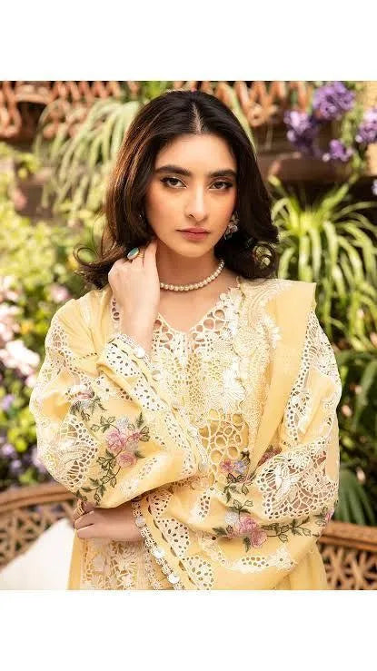 Yellow Chikankari 3 Pcs Lawn Suit for Eid Party Wear