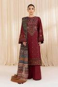 Maroon Embroidered 3 Pcs Women Suit Lawn
