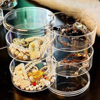 Transparent 4-Layer Rotating Jewelry Box for Earrings Rings Beads