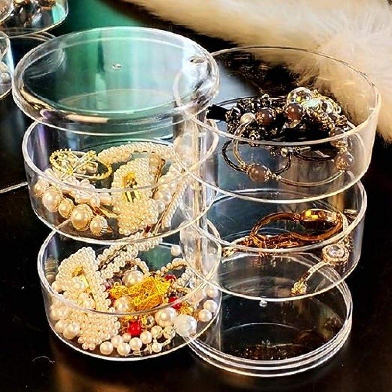 Transparent 4-Layer Rotating Jewelry Box for Earrings Rings Beads