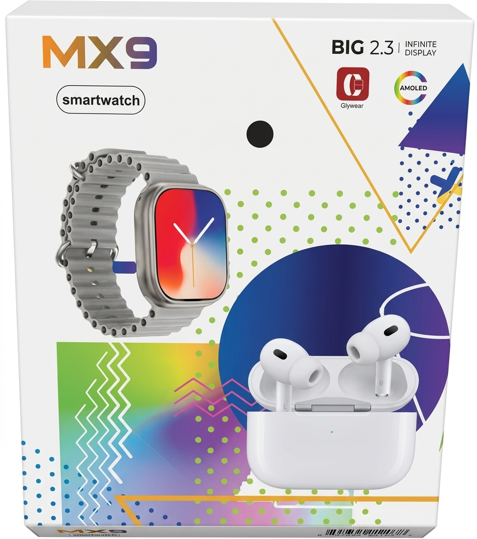 MX9 Smartwatch Black AMOLED 2.3" Display