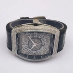 Franck Muller Men's Diamond Watch Black Leather Strap