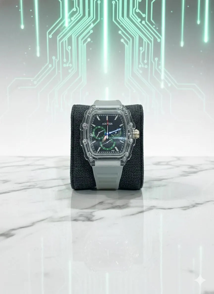 Auliter Men's Tech Watch Light Grey Rectangle Skeleton