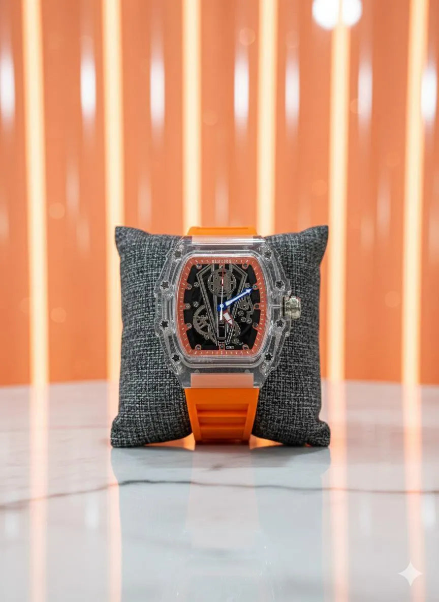 Auliter Men's Tech Watch Light Grey Rectangle Skeleton