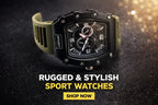 Men's Silicone Sports Watch Water Resistant Stylish Black Olive