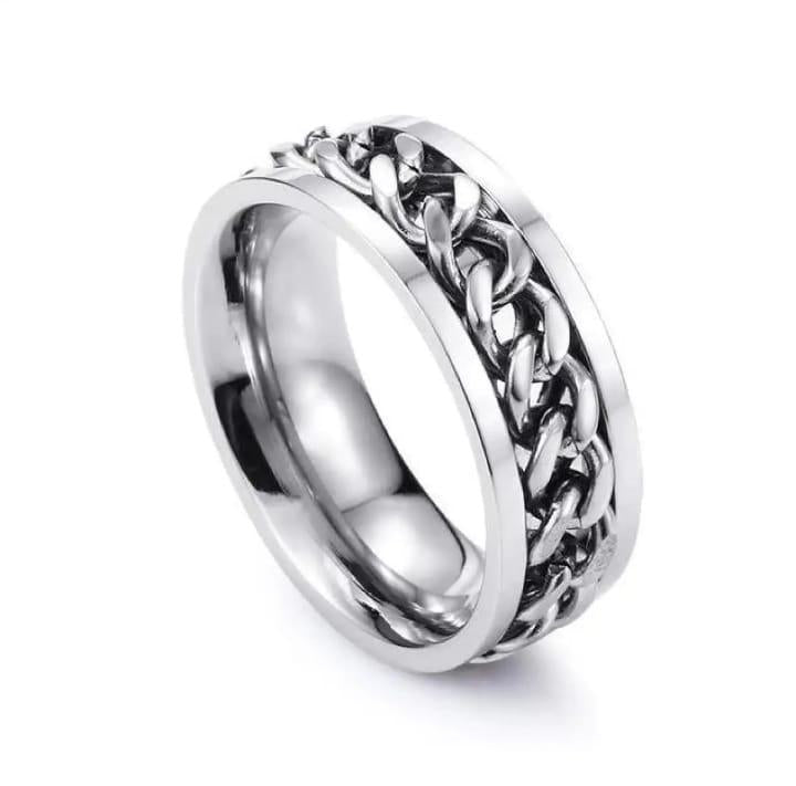 Stainless Steel Silver Chain & Ring Pack of 2
