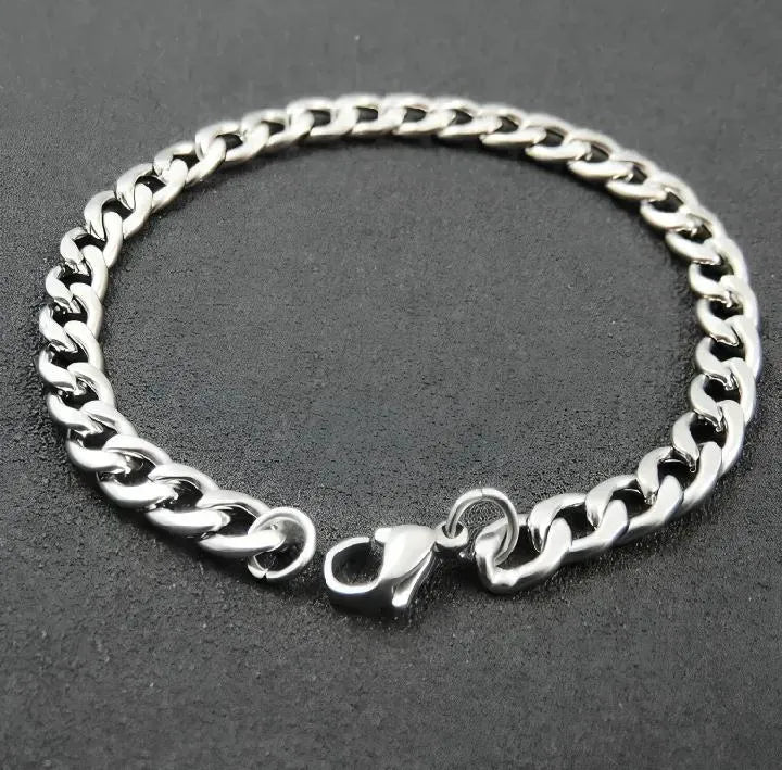 Stainless Steel Ring + Bracelet Set for Men Silver