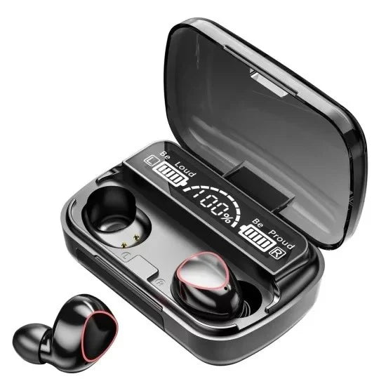 M10 Digital Display Earbuds Black with Charging Case